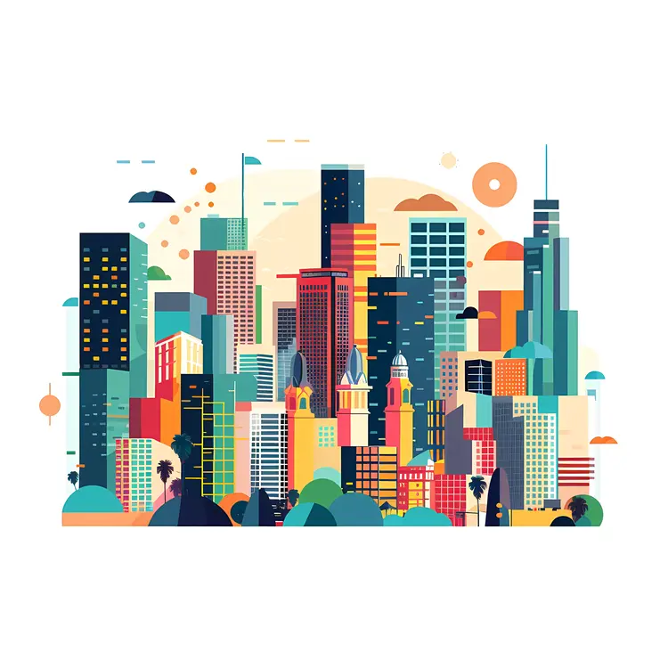 Colorful Cityscape with Modern Buildings