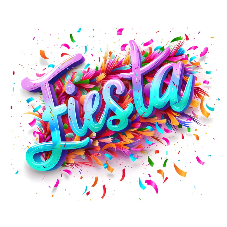 Colorful Fiesta Text with Confetti