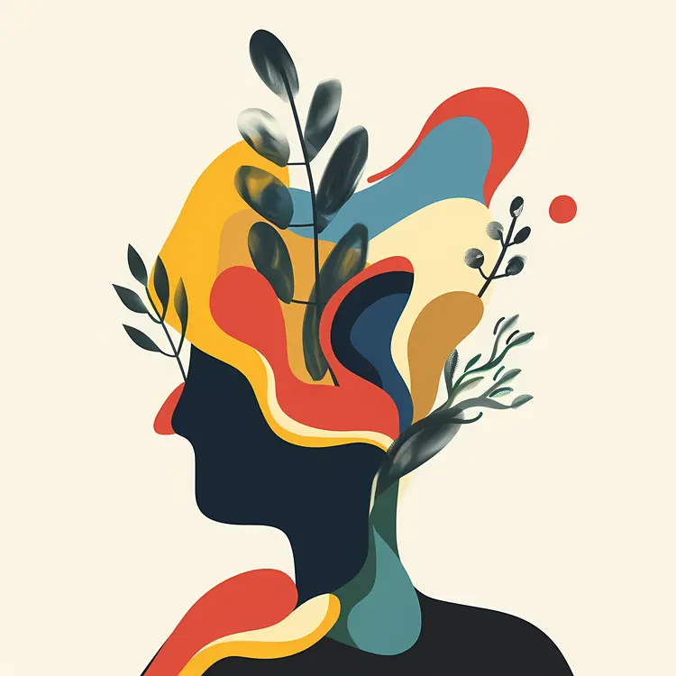 Abstract Woman with Nature Elements