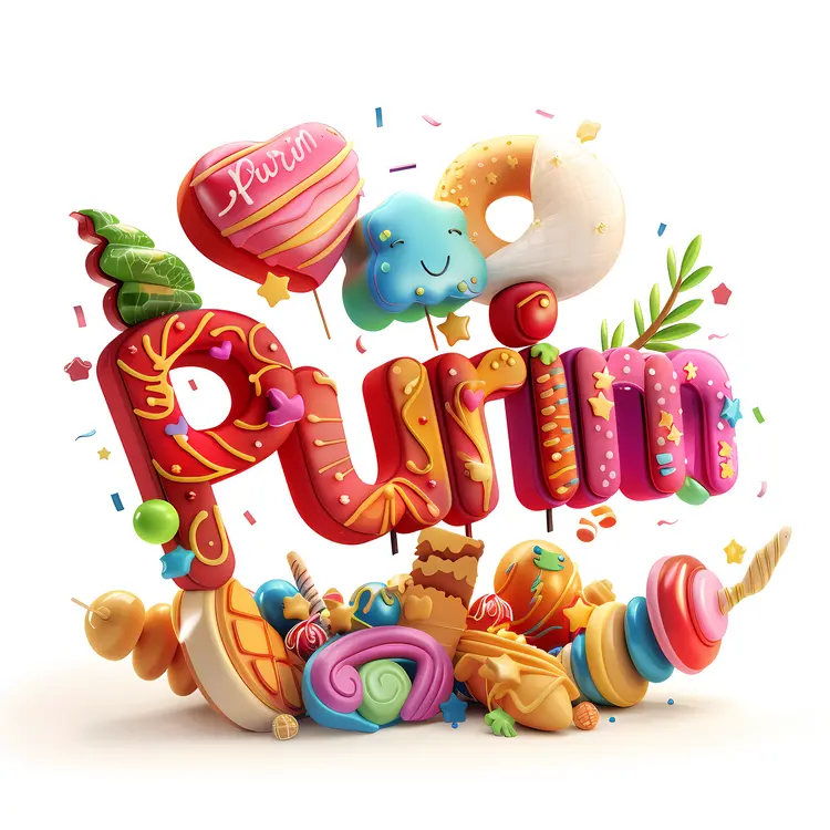 Purim Text with Colorful Decorations