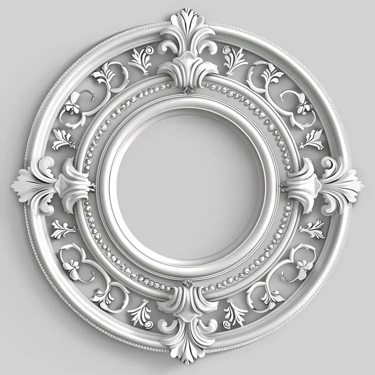 White Ornate Round Frame
