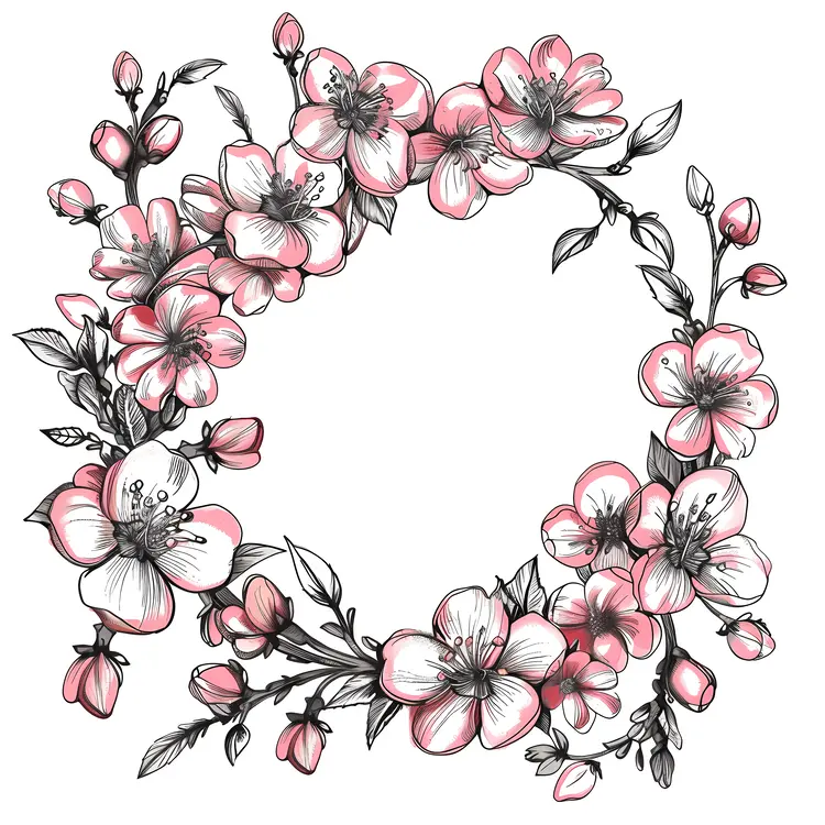 Floral Wreath with Pink Flowers