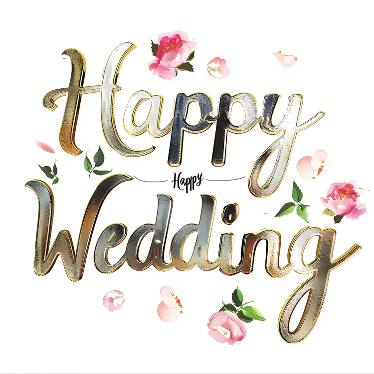 Golden Happy Wedding Greeting
