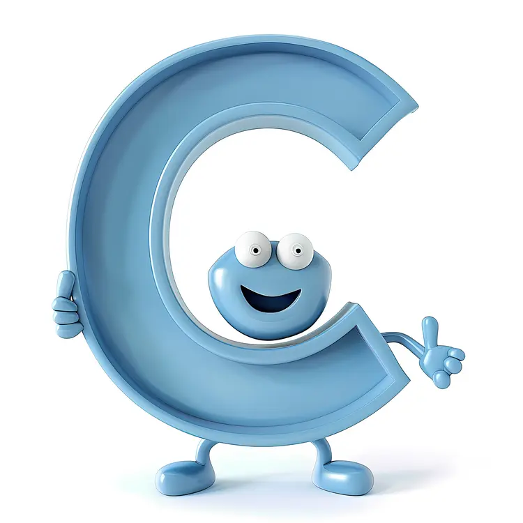 Cartoon Letter C with Thumbs Up