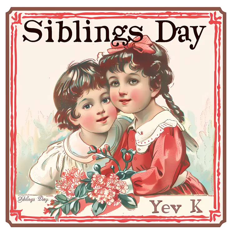 Vintage Siblings with Flowers for Siblings Day