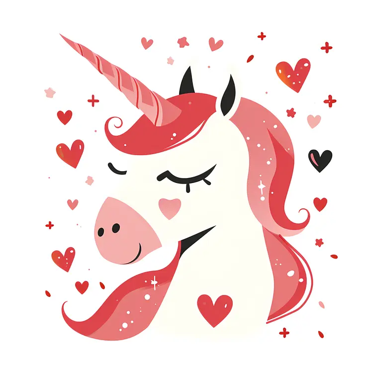 Unicorn Profile with Hearts