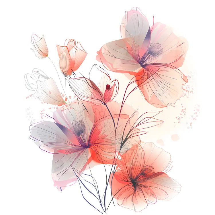 Artistic Red and Pink Abstract Flowers