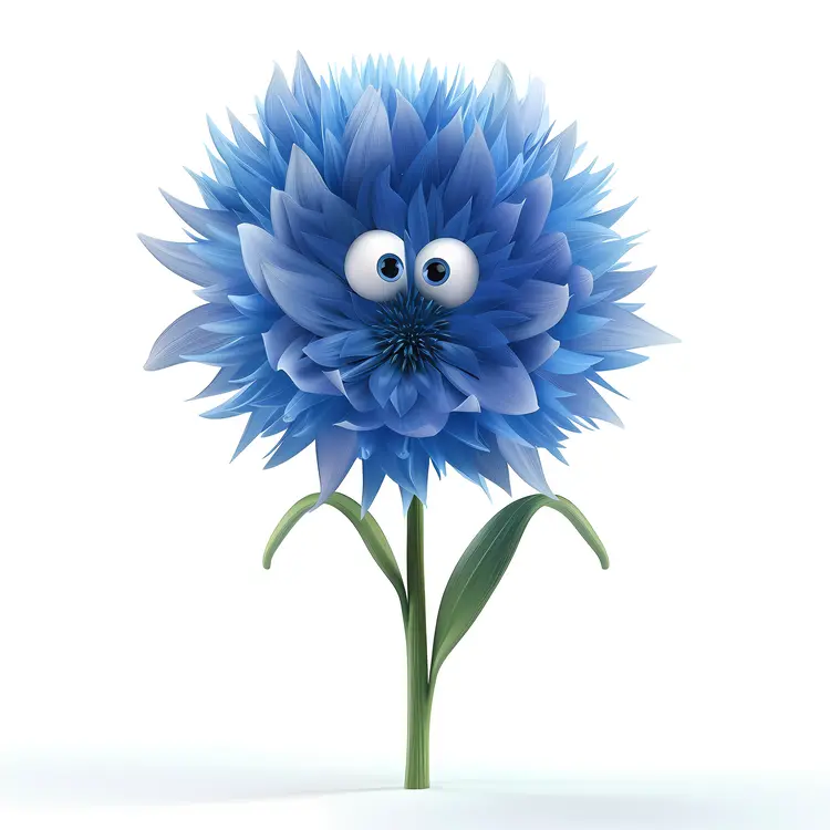 Surprised Blue Flower with Eyes