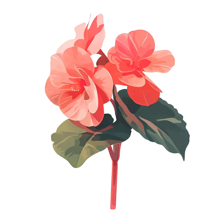 Beautiful Pink Flowers with Green Leaves