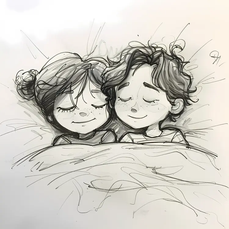 Sketch of Two Kids Sleeping