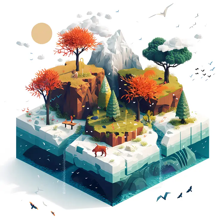 Island with Seasonal Changes