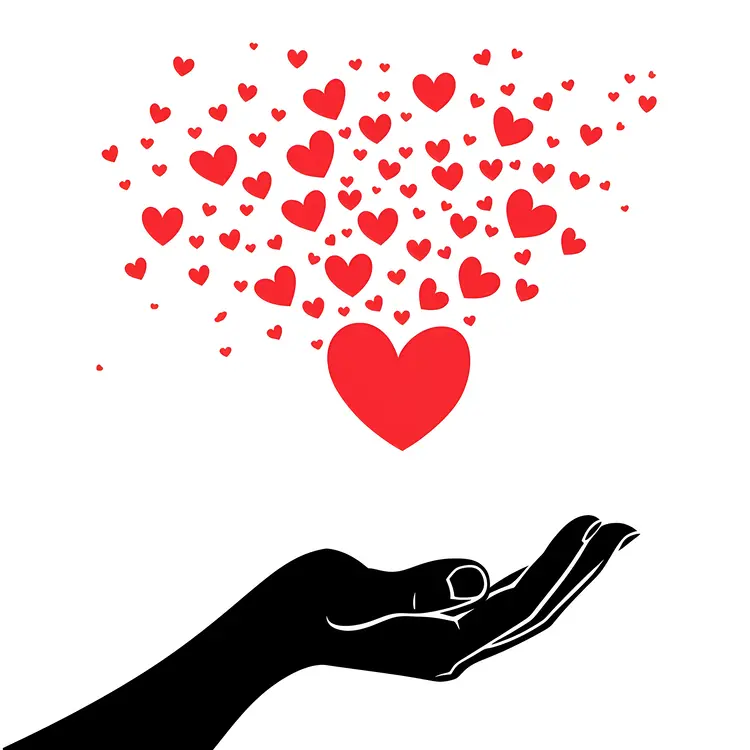 Hand with Floating Hearts