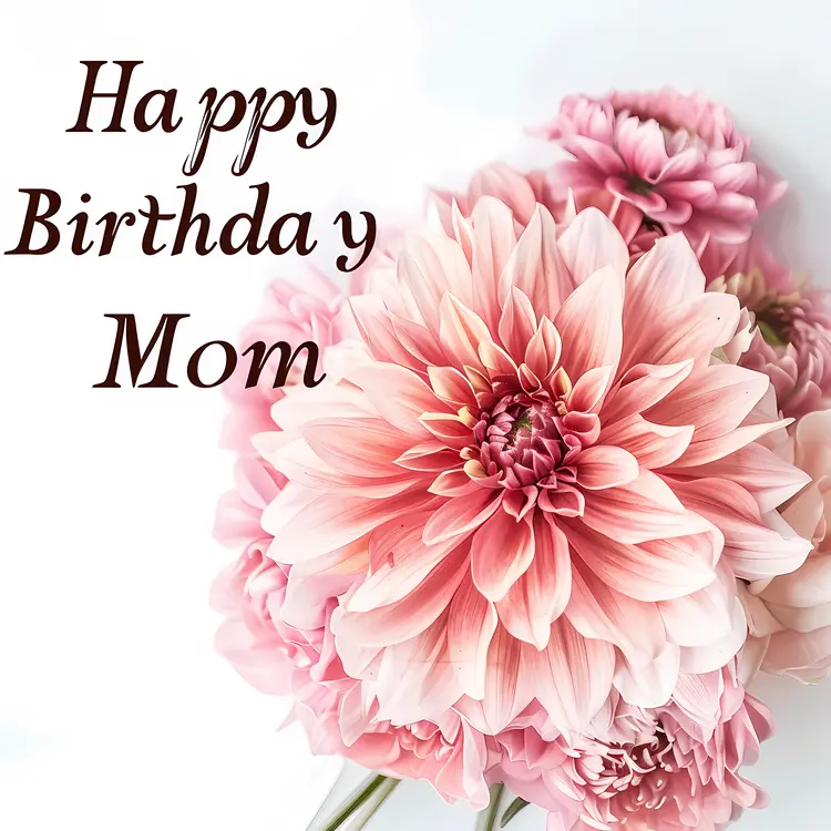 Happy Birthday Mom Card with Pink Dahlia