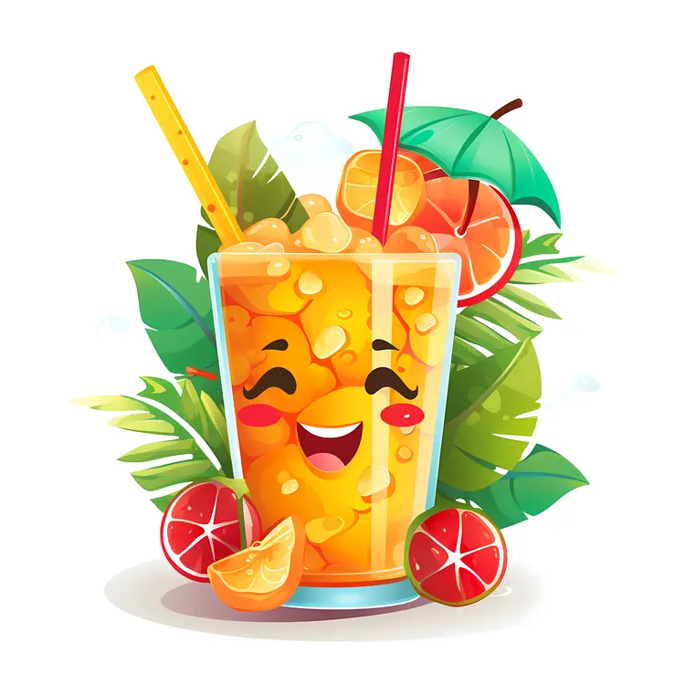 Smiling Tropical Drink with Oranges
