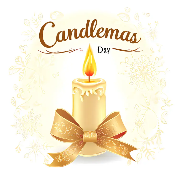 Candle with Golden Ribbon for Candlemas Day