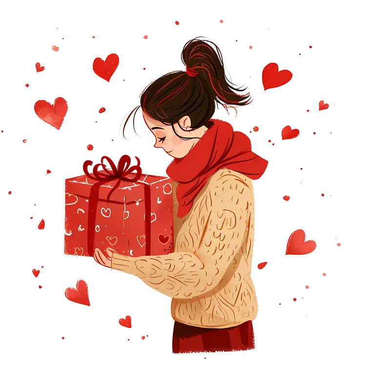Girl Holding a Gift Box