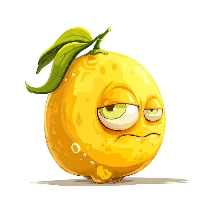 Cartoon Lemon with Leaf