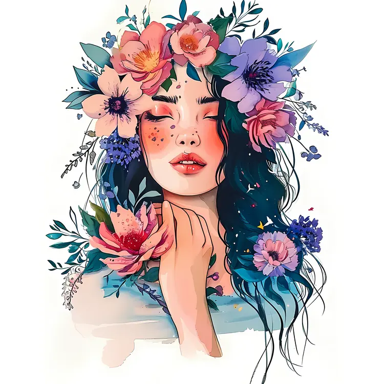 Flowers and Woman Illustration