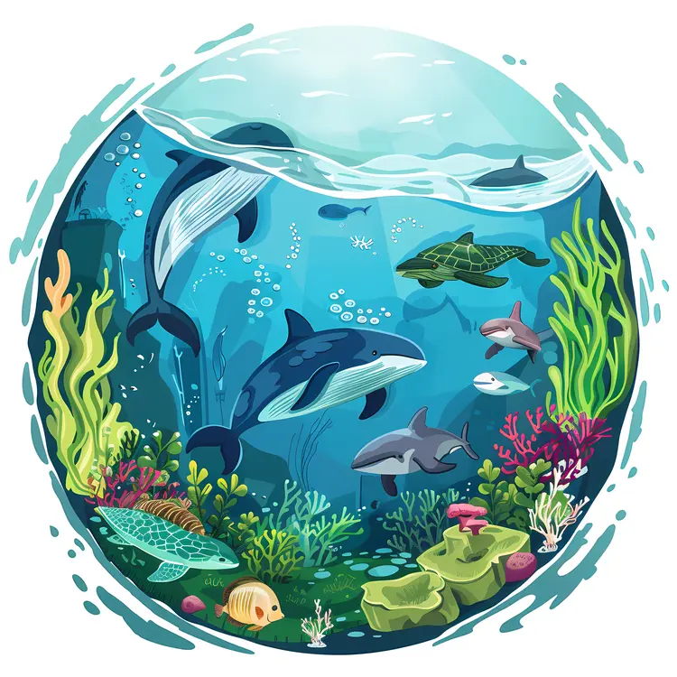 Underwater Marine Life Illustration