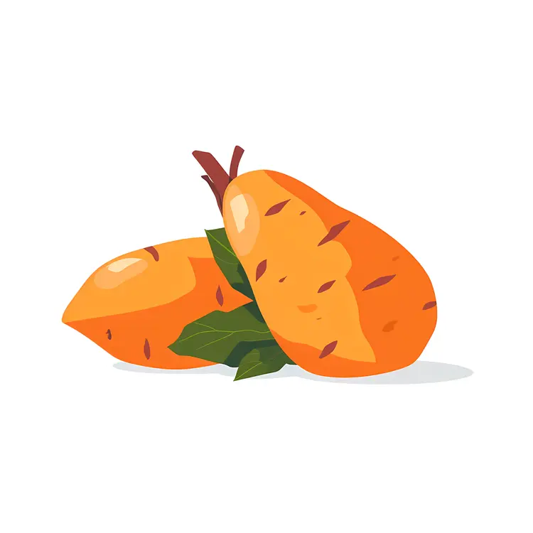 Sweet Potatoes with Leaves Illustration