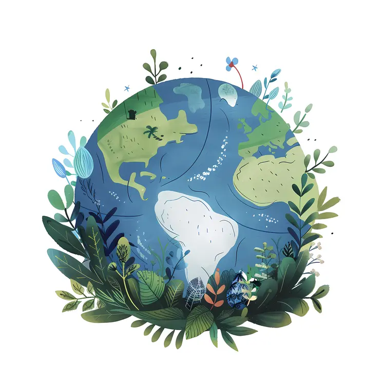 Earth with Plants Illustration
