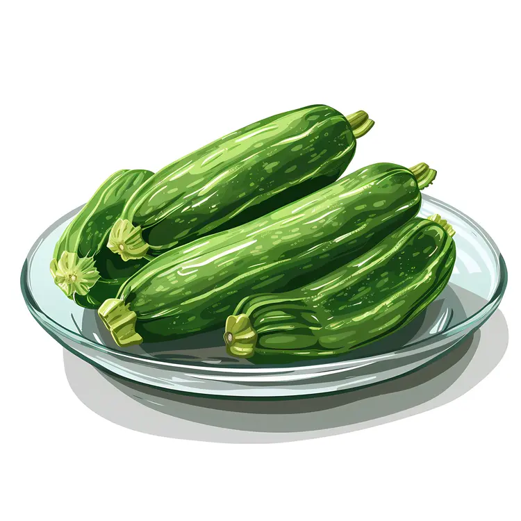 Fresh Zucchinis in Glass Bowl
