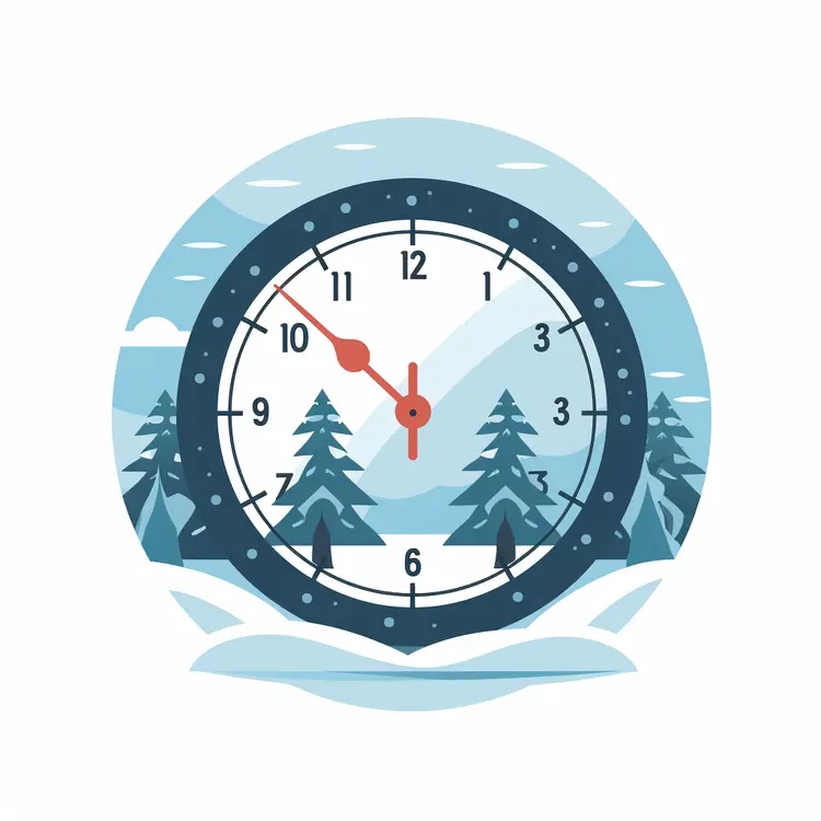 Winter Clock with Snowy Landscape