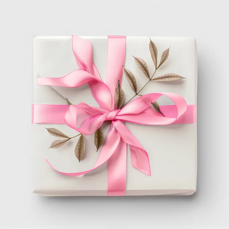 White Gift Box with Pink Ribbon