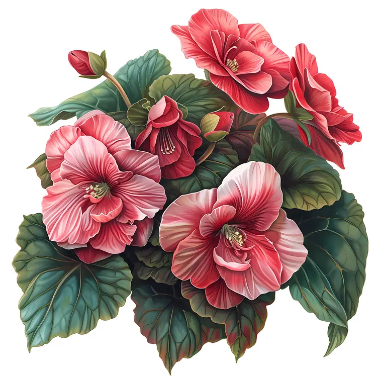 Vibrant Red Flowers with Green Leaves