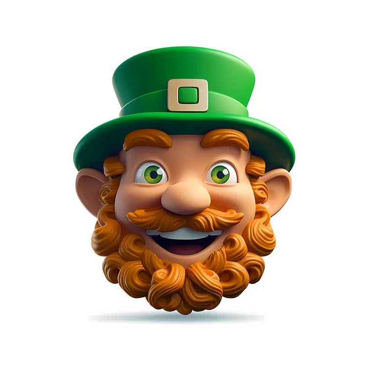 Smiling Leprechaun Head with Green Hat
