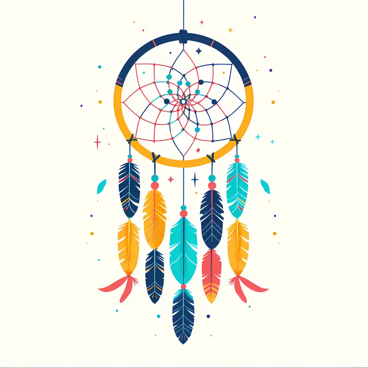 Colorful Dreamcatcher with Feathers