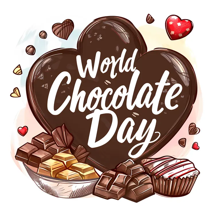 World Chocolate Day with Heart-shaped Chocolate and Sweets