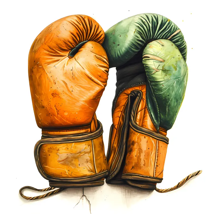 Vintage Orange and Green Boxing Gloves