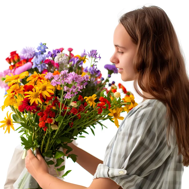 Girl Holding Flower Bouquet