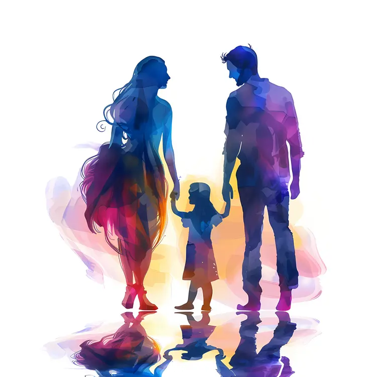 Colorful Silhouette Family
