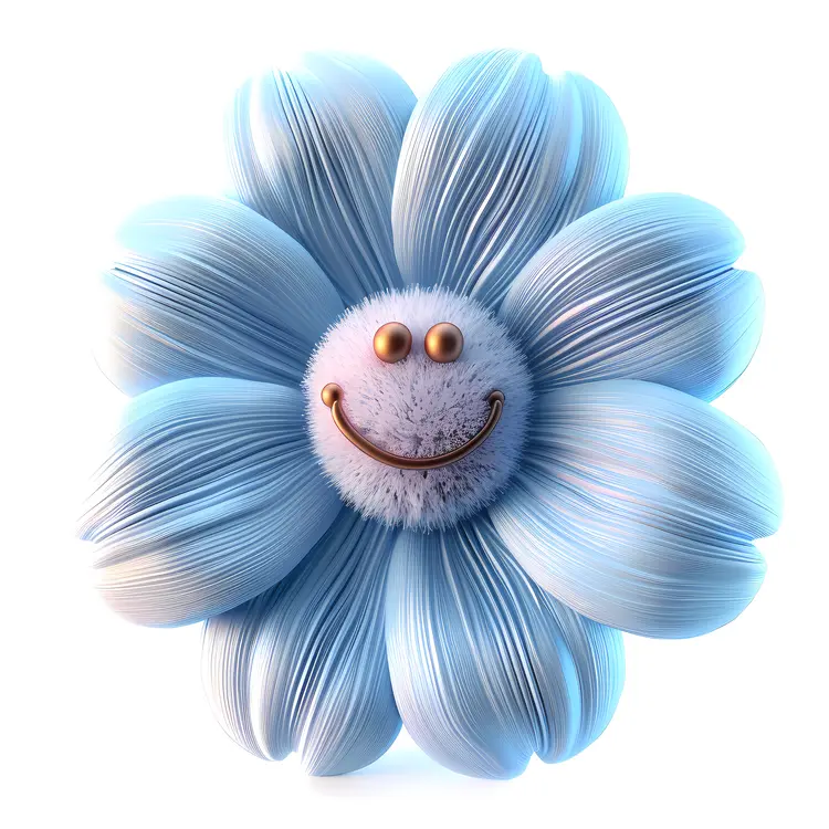 Happy Blue Flower Cartoon