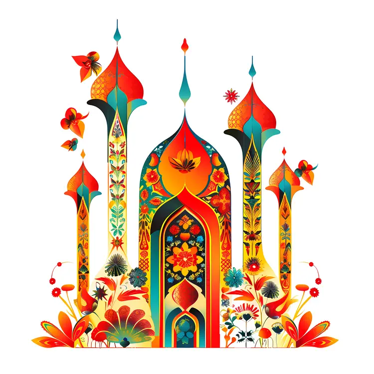 Colorful Mosque with Minarets