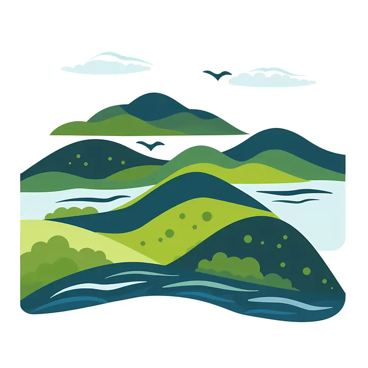 Green Hills with Birds