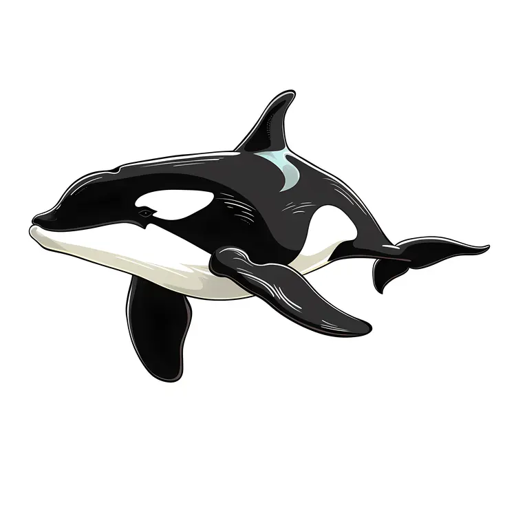 Illustration of a Black and White Orca Whale