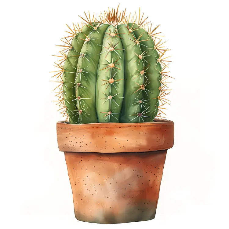 Green Cactus in Terracotta Pot