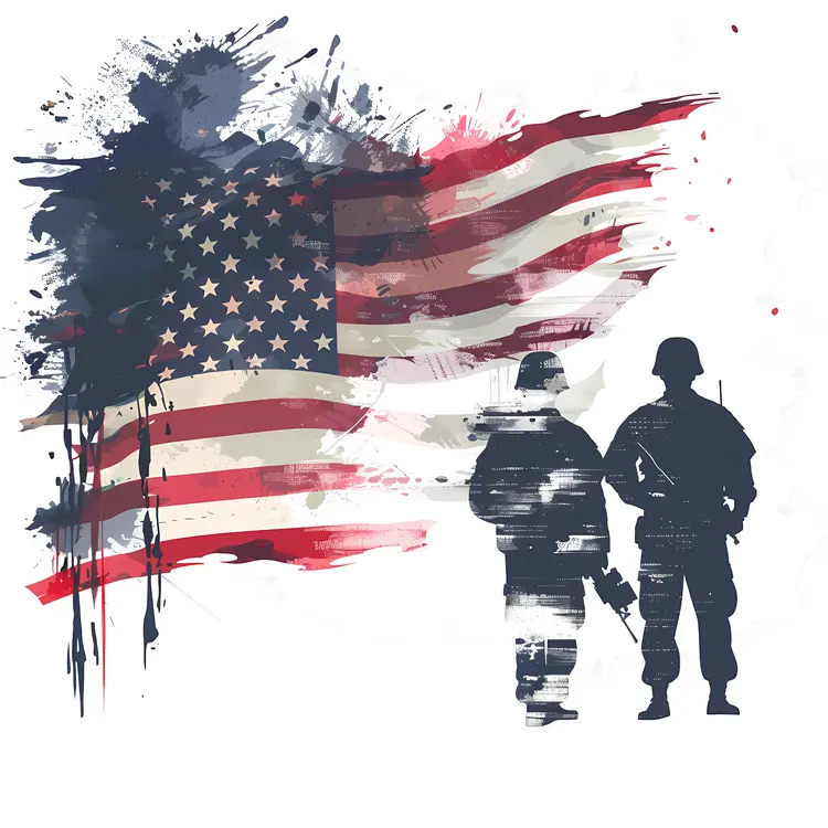 Soldiers with American Flag