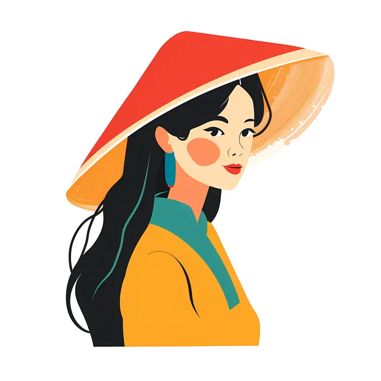 Elegant Woman in Red Hat Illustration