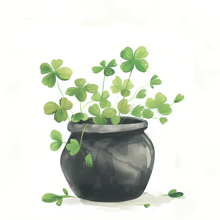 Clover Plant in a Black Pot