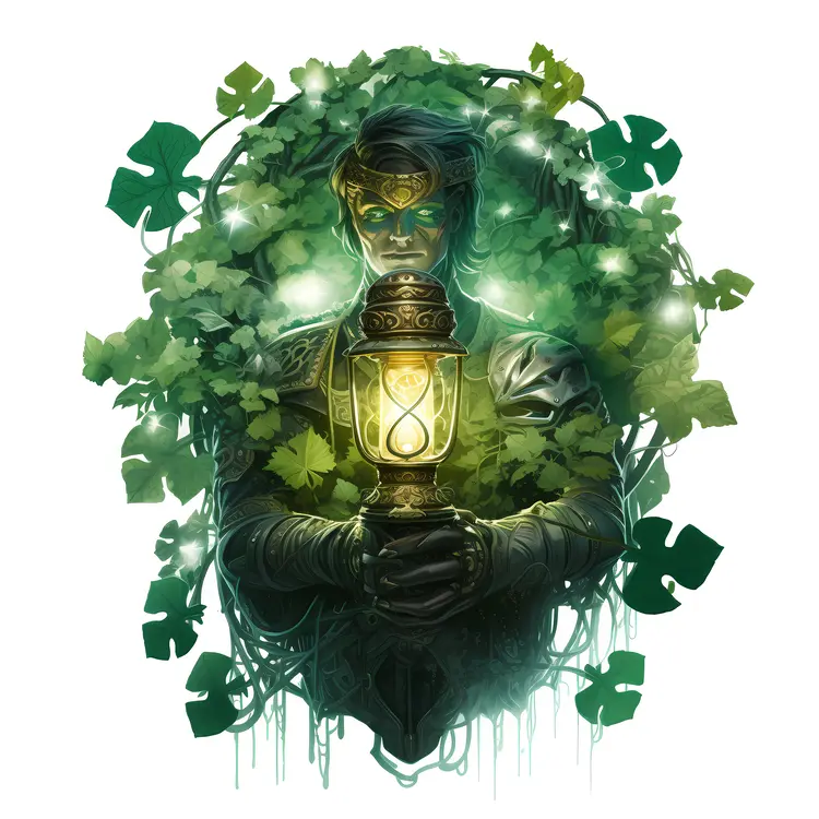 Person Holding Lantern Surrounded by Leaves