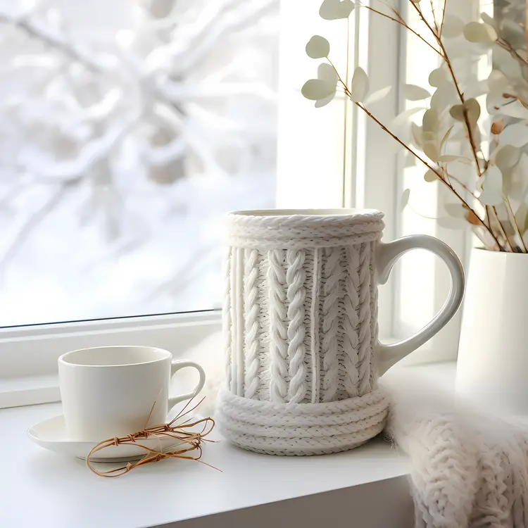 Cozy Window Scene with Mug and Sweater