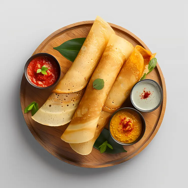 Golden Dosa with Flavorful Chutneys