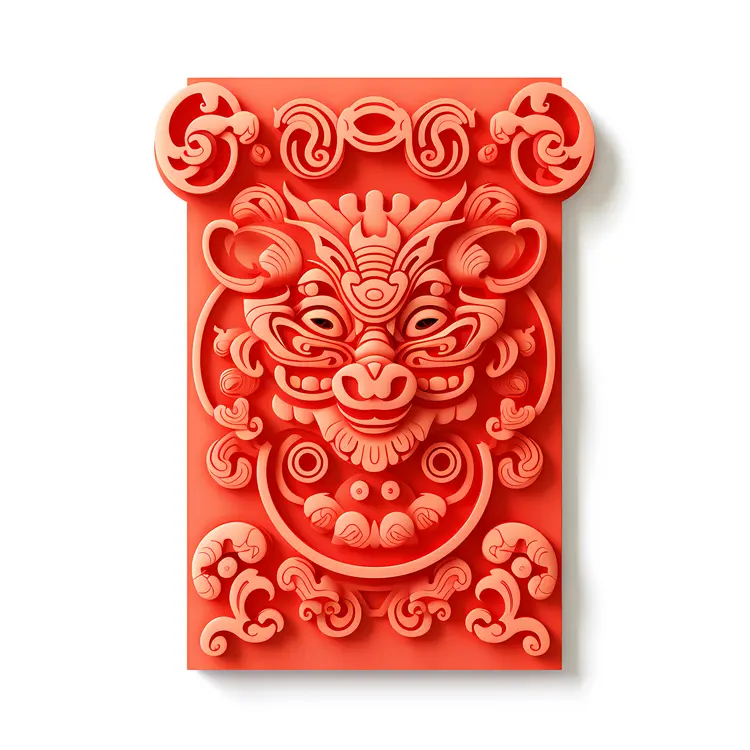 Ornate Red Decorative Mask