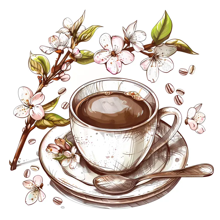 Classic Coffee Cup with Floral Accents