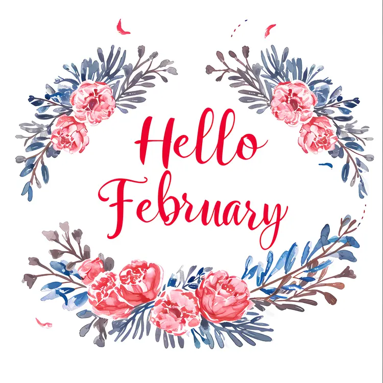 Hello February Floral Wreath