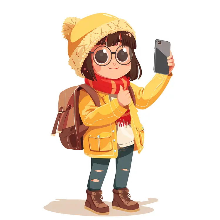 Girl Taking a Selfie in Winter Outfit